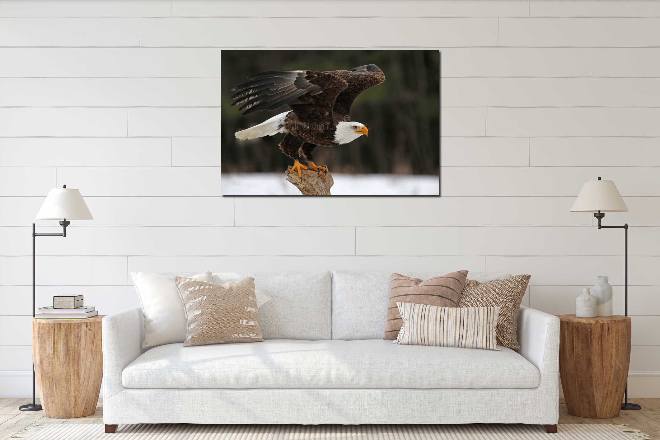 Canvas hanging interior mockup