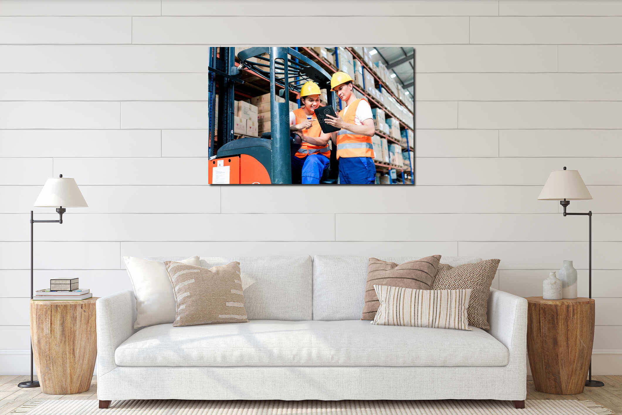 Canvas hanging interior mockup