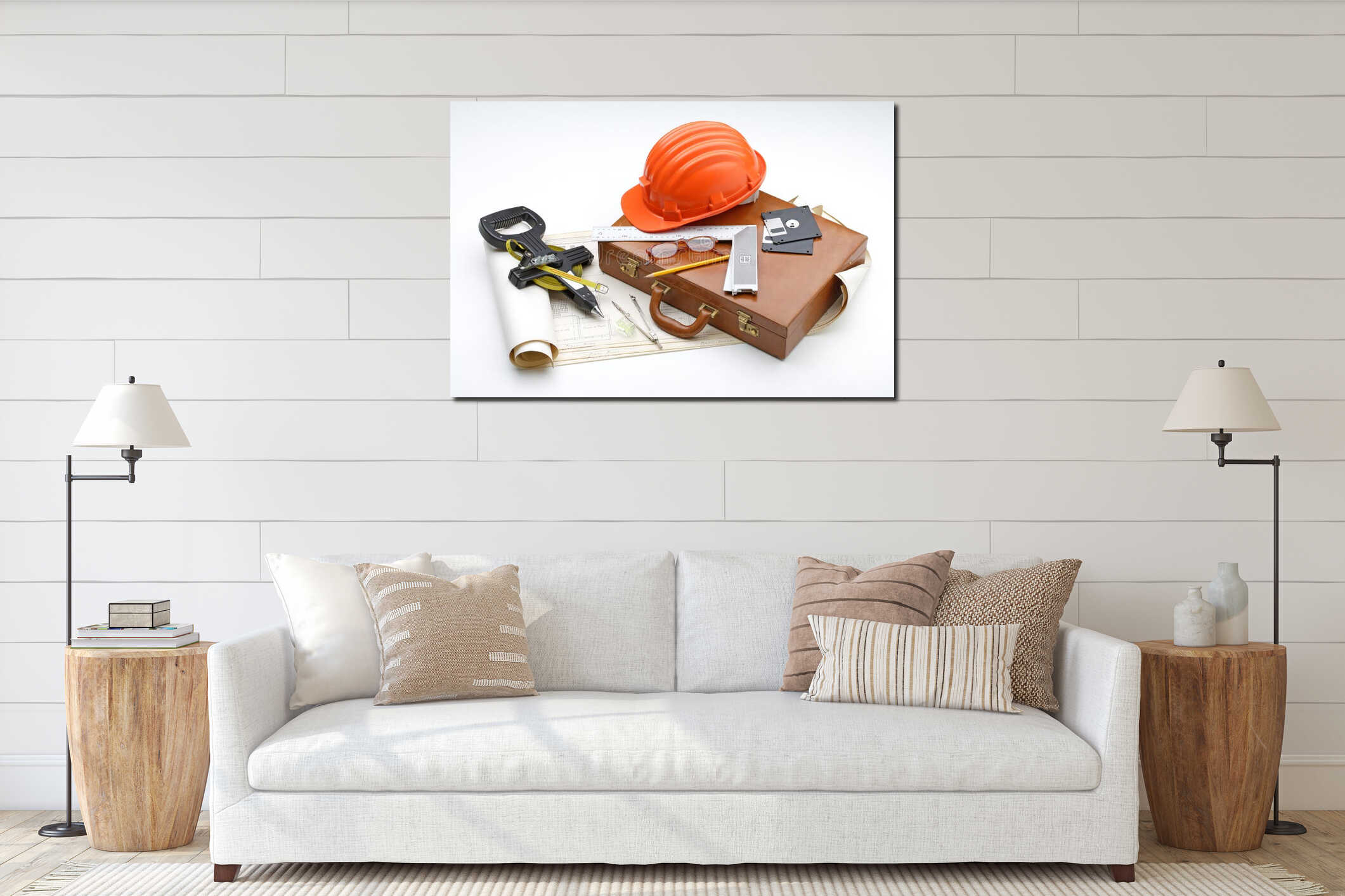 Canvas hanging interior mockup