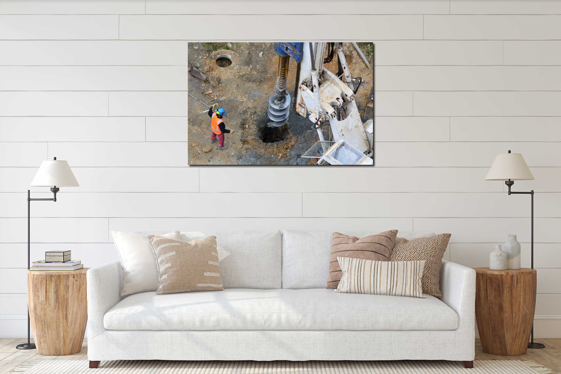 Canvas hanging interior mockup