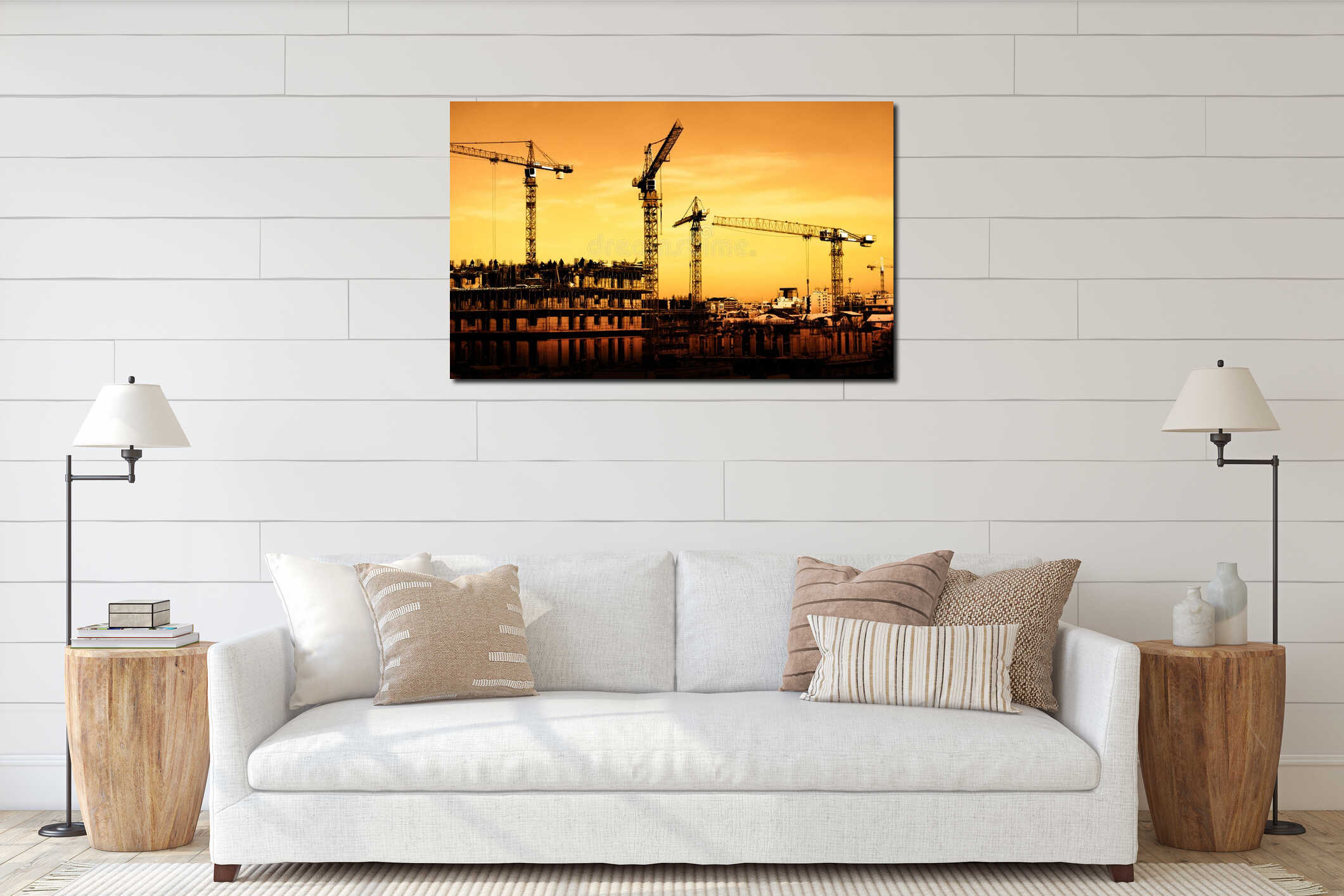 Canvas hanging interior mockup