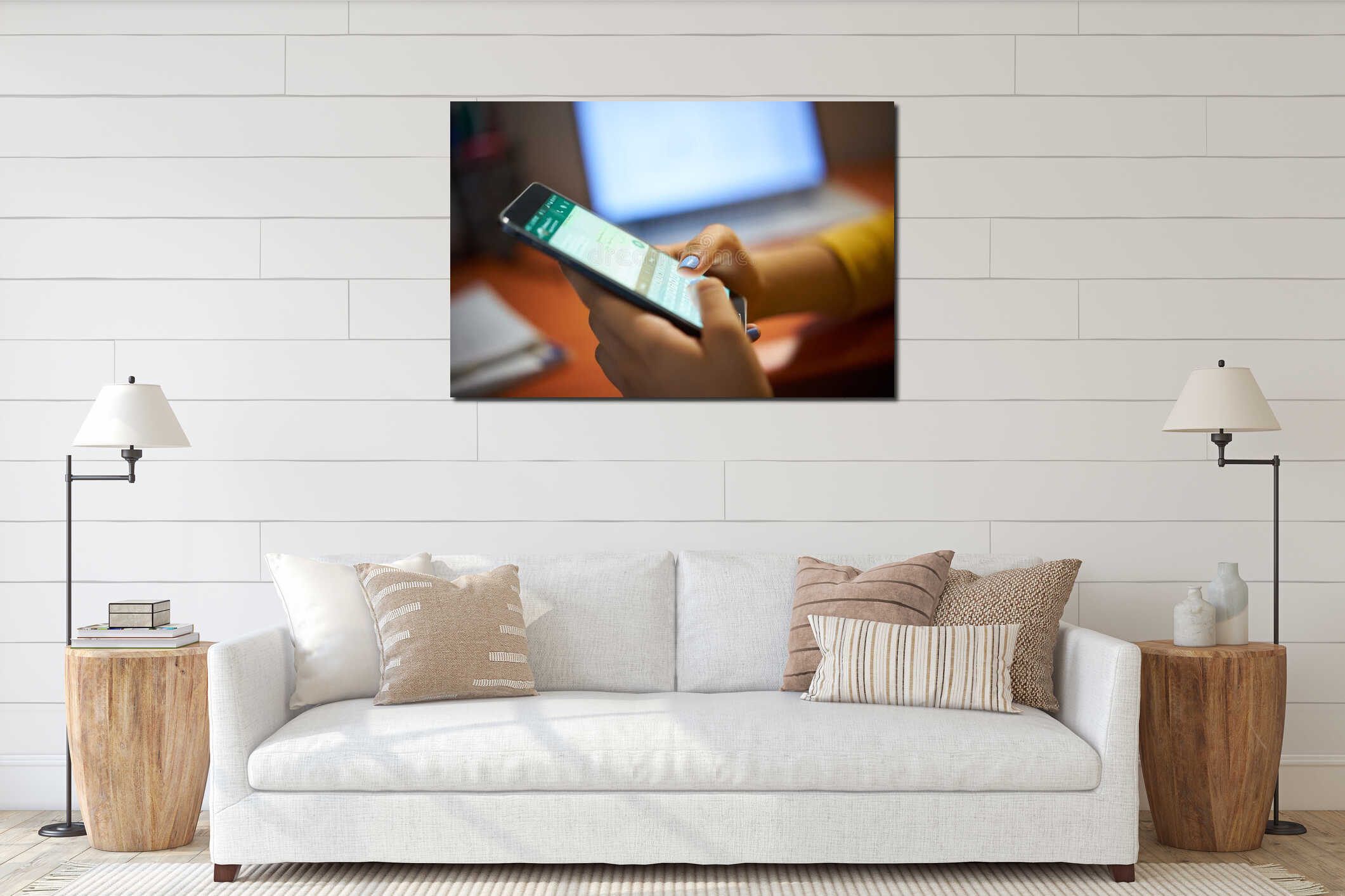 Canvas hanging interior mockup