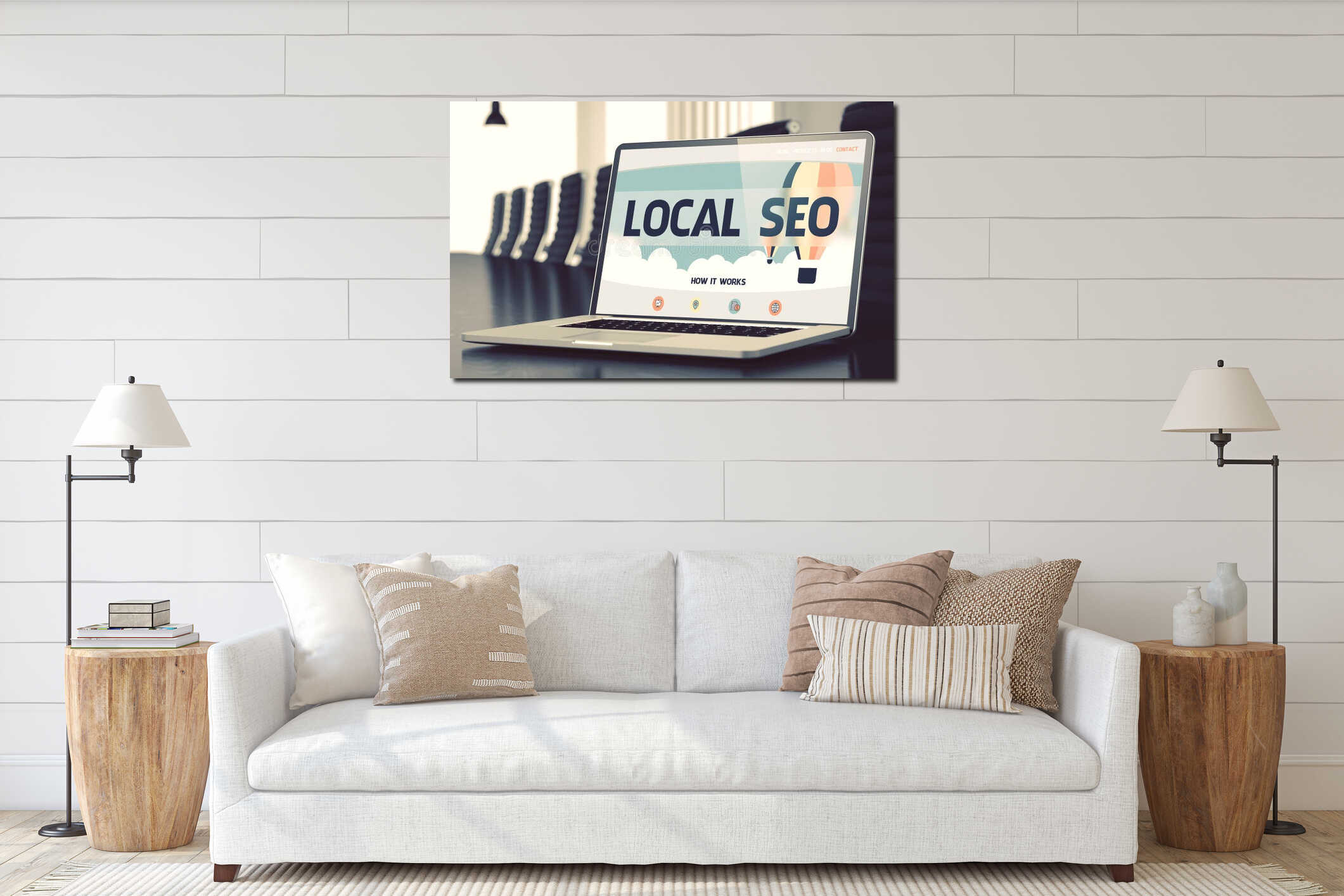 Canvas hanging interior mockup