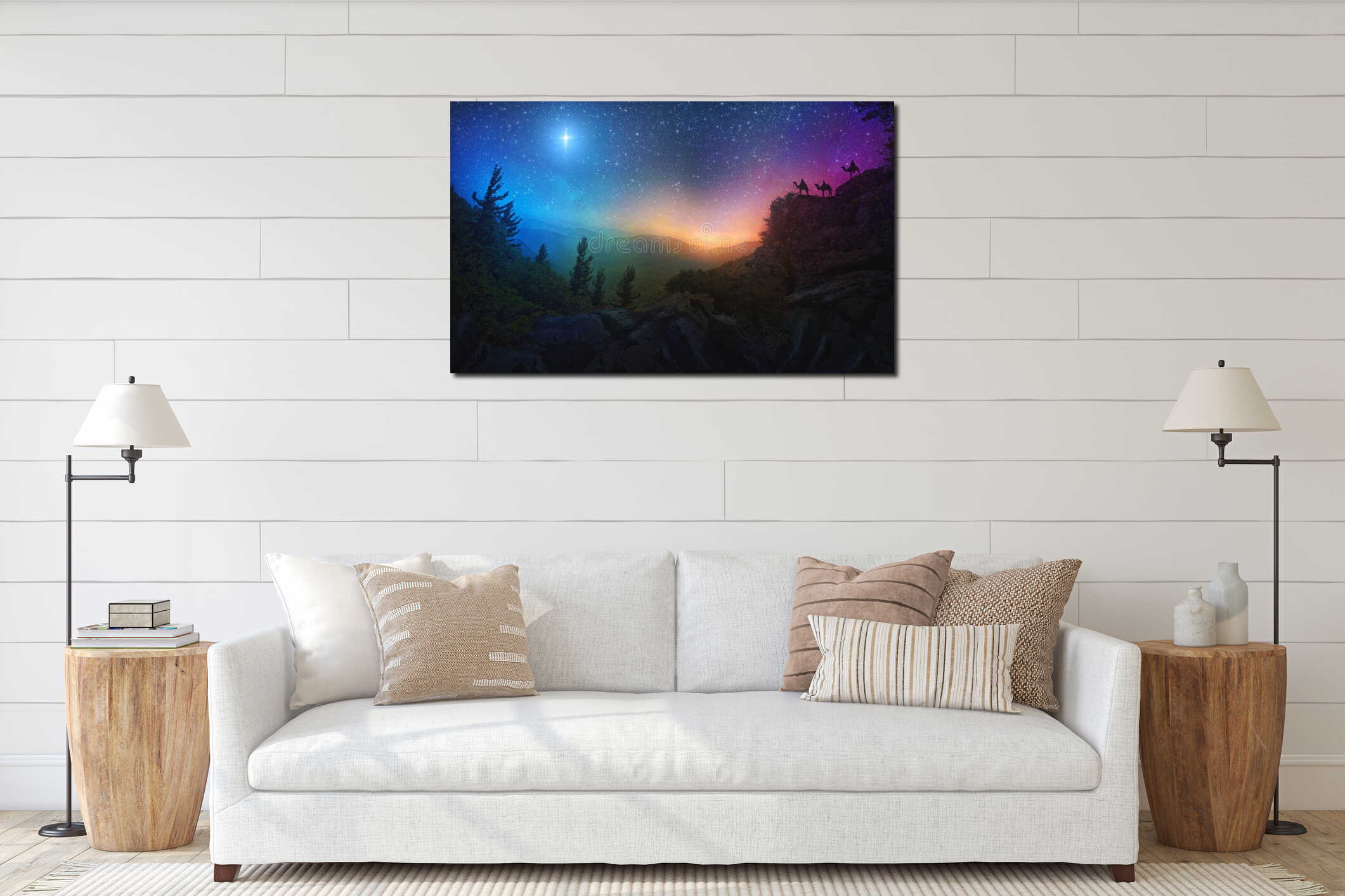 Canvas hanging interior mockup