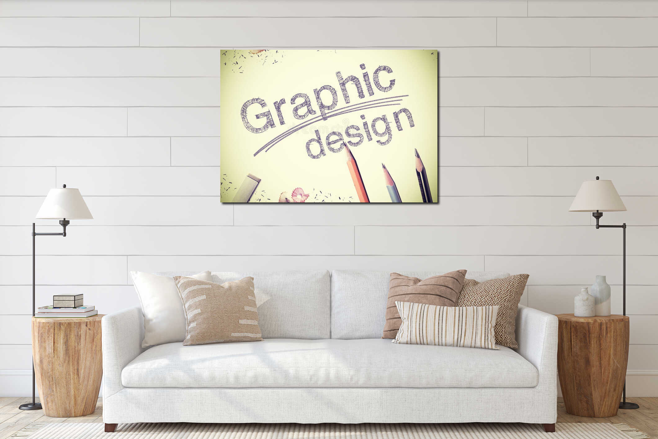 Canvas hanging interior mockup