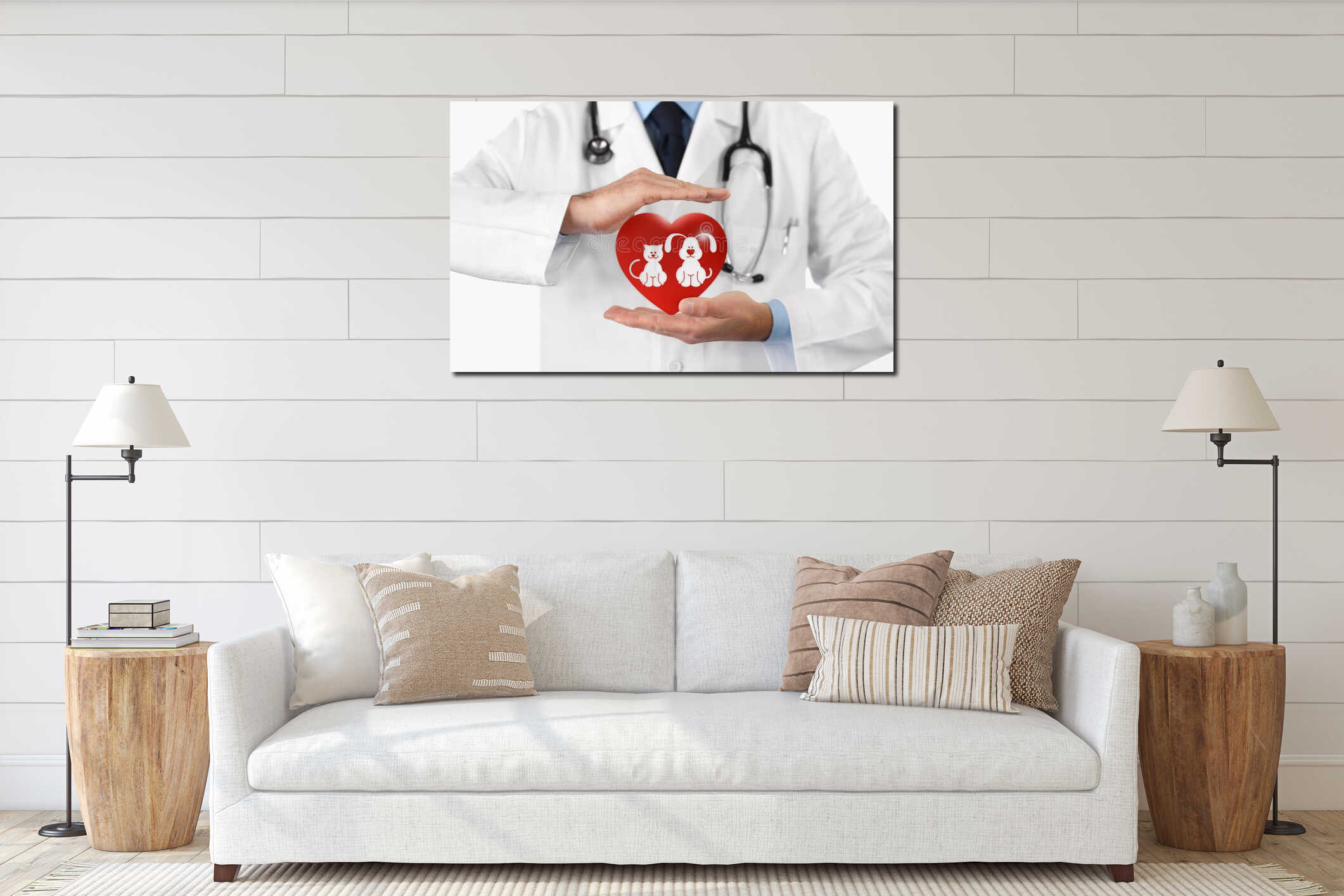 Canvas hanging interior mockup